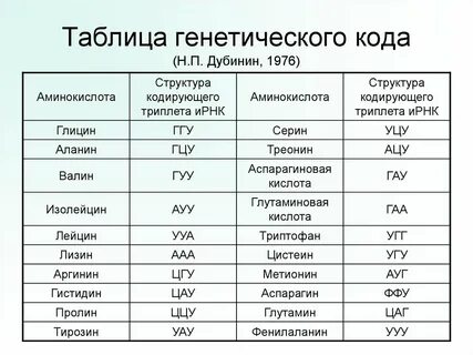 Генетические коды аминокислот