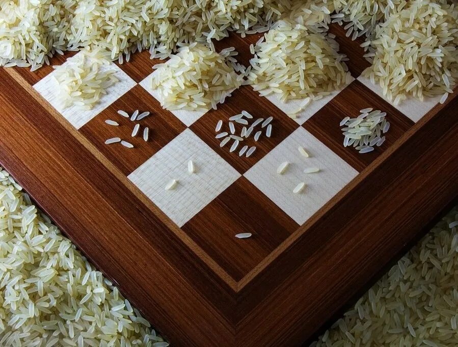 Зерна на шахматной доске. Рис и шахматная доска. Шахматная доска и рисовое зернышко. Пшеница на шахматной доске.