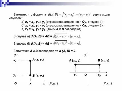 Формулы координат геометрия