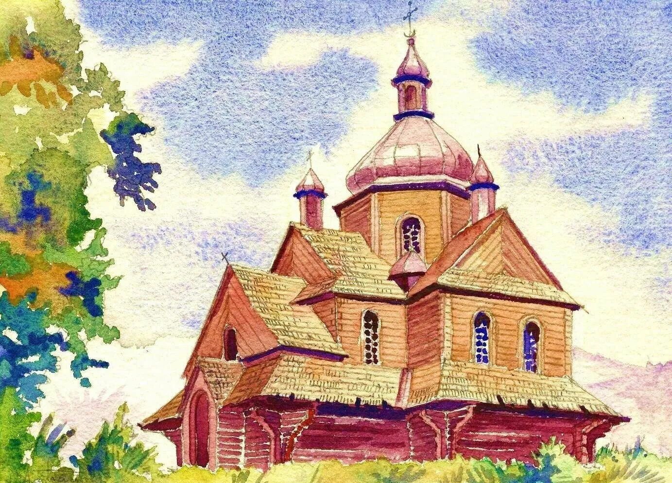 Православные храмы детям. Церковь рисунок. Церковь цветными карандашами. Древнерусский храм рисунок. Церковь рисунок для детей.