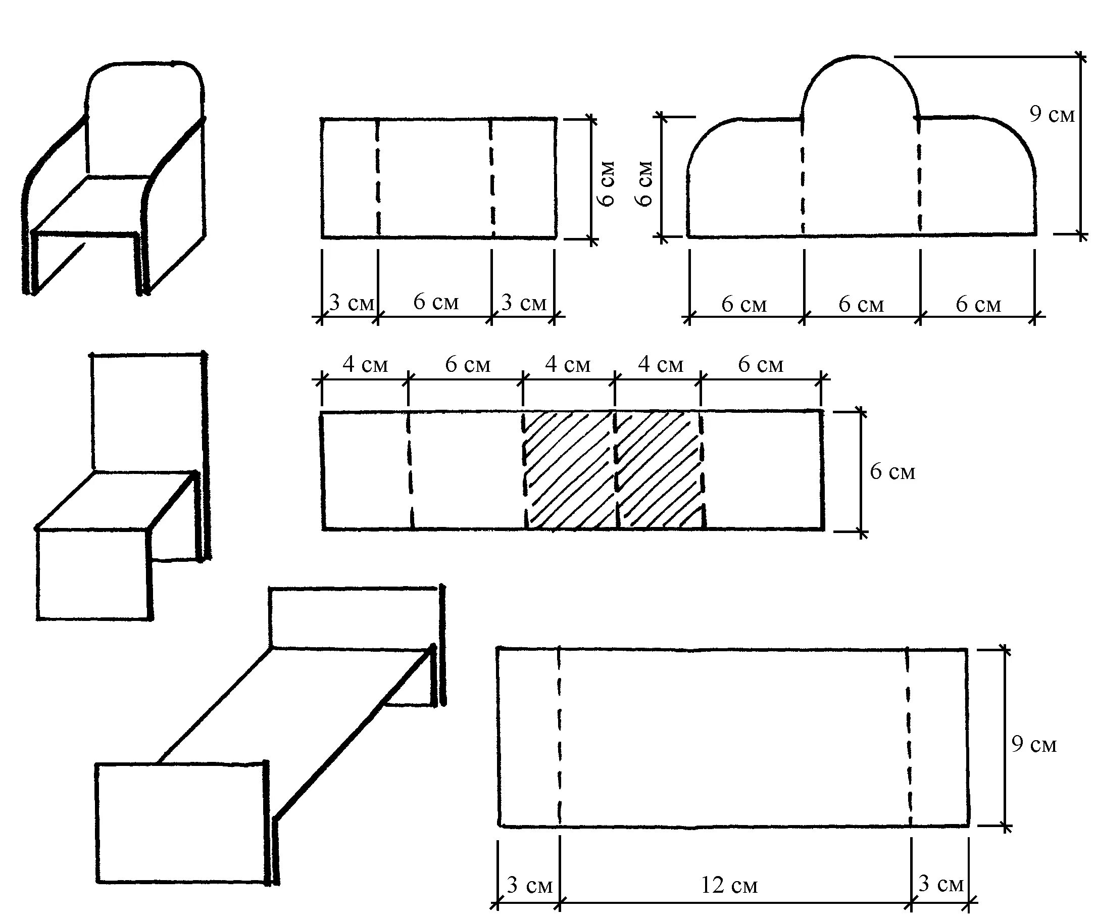 Простые развертки. Конструирование из бумаги мебель подготовительная группа. Конструирование мебели из картона. Изделие: «стол и скамья». 2 Класс. Мебель для кукольного домика своими руками из картона схема. Аппликация мебель.