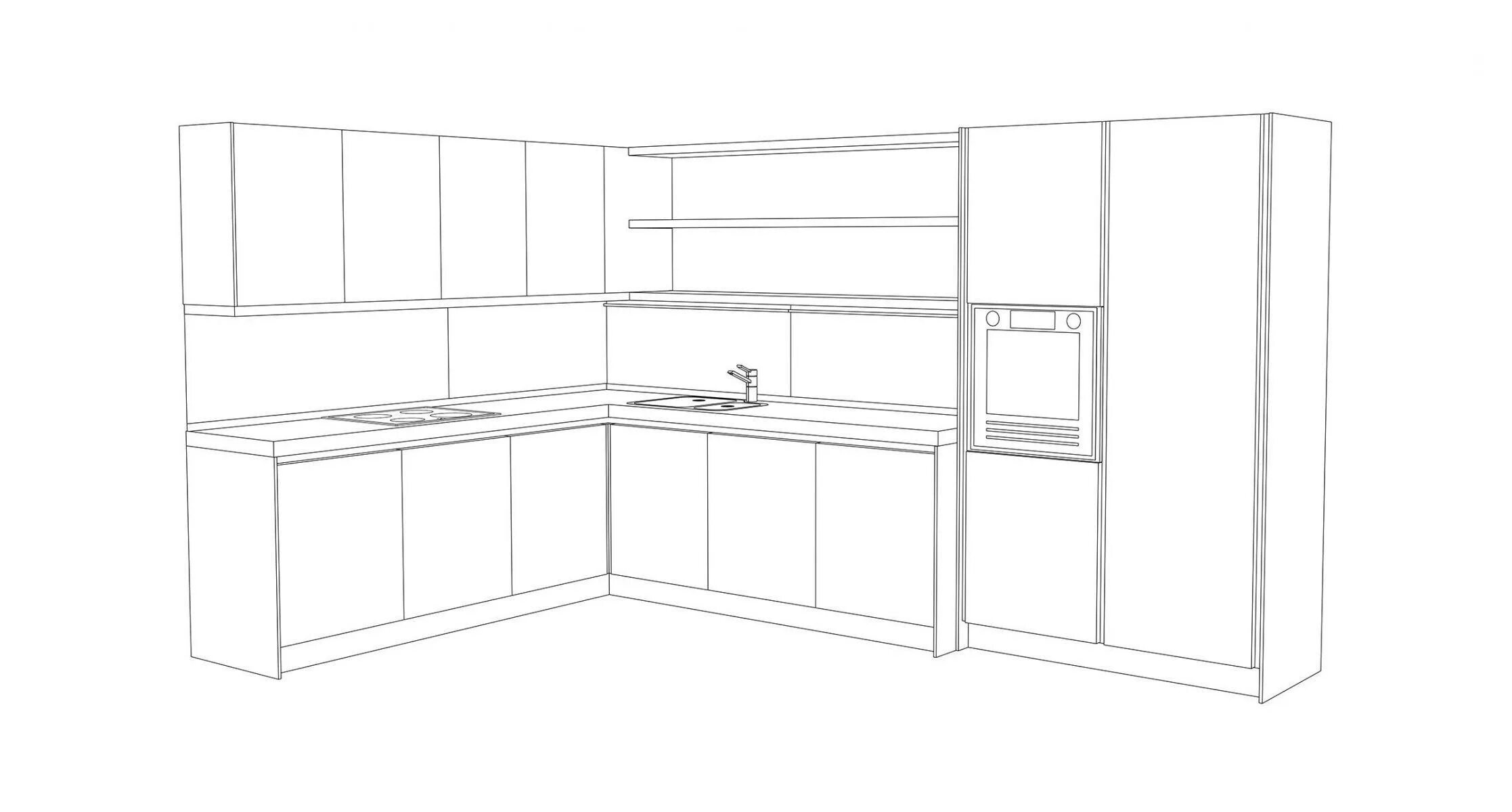 Раскраска кухня с мебелью. Кухонный гарнитур рисунок. Кухонный гарнитур рисунок. Набросок кухонного гарнитура. Кухня раскраска для детей.