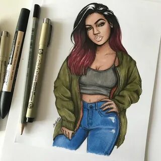 Нарисована полная красивых девушек