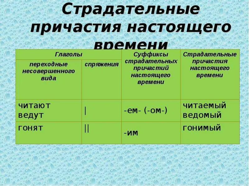 Страдательные причастия настоящего времени. Стадательные причастия настоящеговремени. Страдательные причасие. Страдательные причат я. Прочитать глагол несовершенный вид