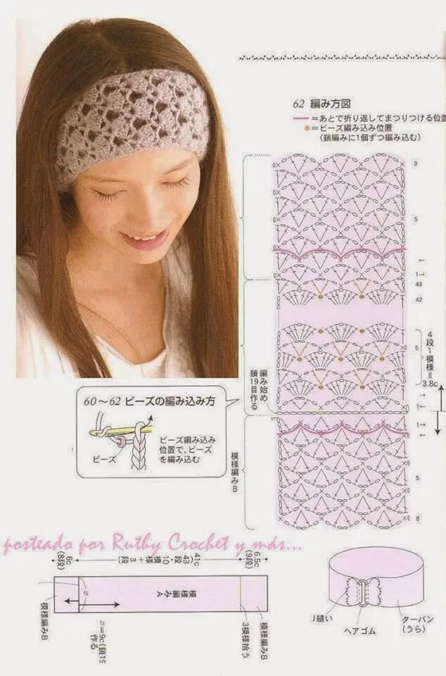 Вязание крючком повязку на голову женщине схема Bandanas et bandeaux à cheveux : modèles et grilles à imprimer ! Crochet Passi