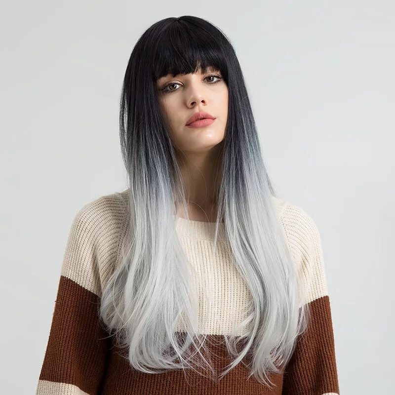 двухцветное окрашивание. сплит хэир с фиолетовым. белое омбре. амбре окрашивание волос 2022. наполовину длины.