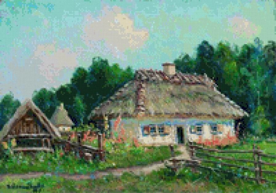 Хата дача и гараж успокоят мою блаж. Картины украинская хата олег пятин. украинские хаты-мазанки картины. художник маковский украинская хата. украинская хата мазанка на картинах художников.