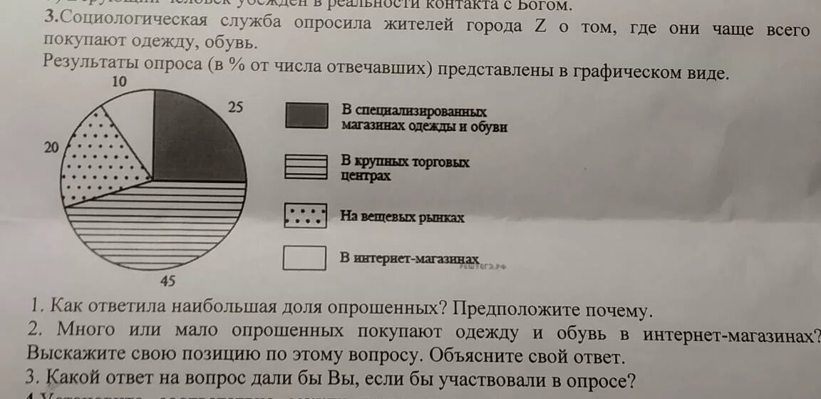 Где чаще всего покупают одежду, обувь.. Опрос среди 20-30 лет. В стране z на рынке производства