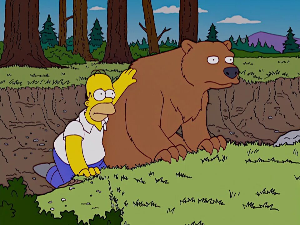 He can t bear. Гомер Беар. Симпсоны медведь. Гомер симпсон медведь. Симпсоны лес.