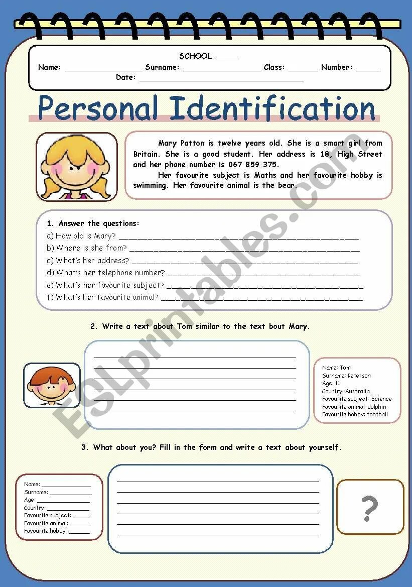 Forms of identification worksheets. Анкета о себе на английском языке. Worksheet id. Worksheet id. Across through over worksheets.