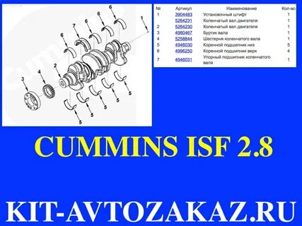 Размер коленвала cummins
