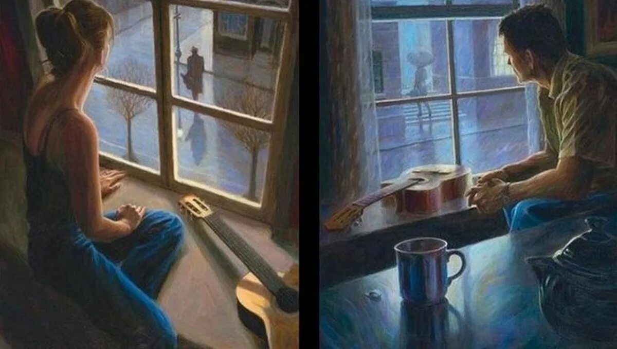Жизнь разделена на до и после. Двое у окна. У окна стояли двое. Картина разлука.