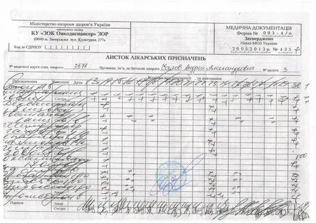 Лист к истории болезни