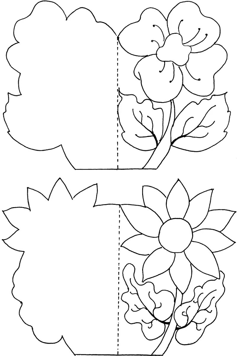 Шаблон открытки из бумаги. Готовые трафареты открыток для детей. Открытки ко Дню матери своими руками с шаблонами.