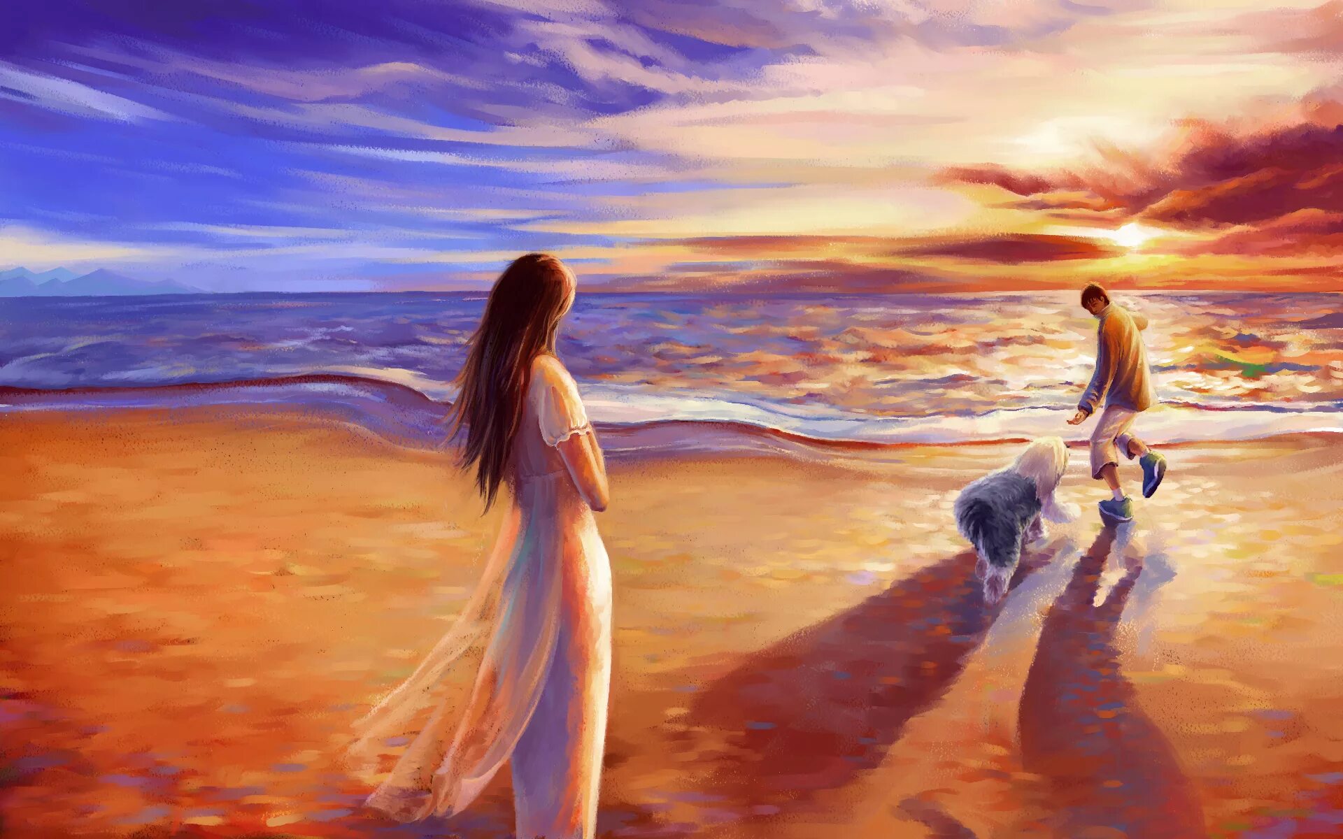 Красивые пейзажи с людьми. Девушка на берегу моря. Красивые картины. Душевные картины. Песня подари мне закат
