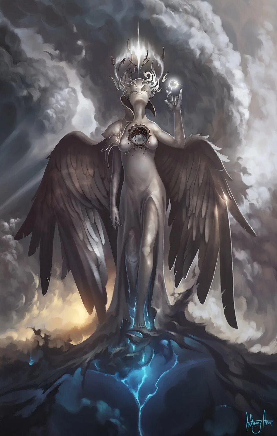 Демон похожий на ангела. Гриффит ангел смерти. Ангел Нефилим. Нефилим Art. Нефилим Крылья.