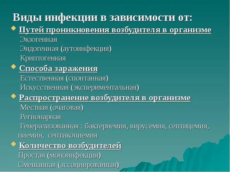 Источники распространения инфекционных заболеваний. Виды инфекций. виды инфекций в зависимости от пути проникновения. виды инфекции в зависимости от пути проникновения возбудителя. форма инфекции в зависимости от распространения микробов в организме.