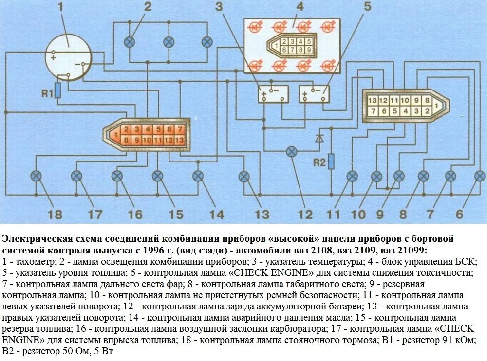 2109 приборная панель подключение