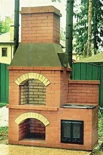 Мангал с печкой из кирпича фото