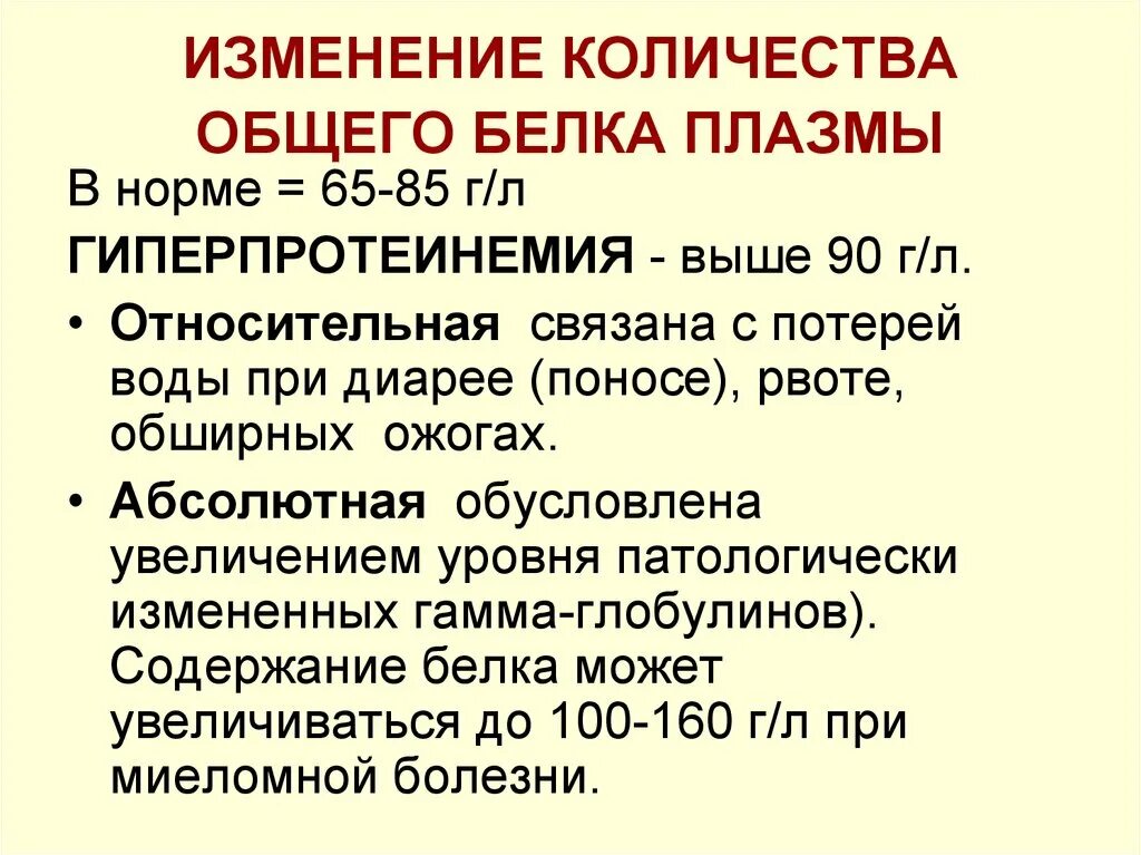 Изменение белка в крови