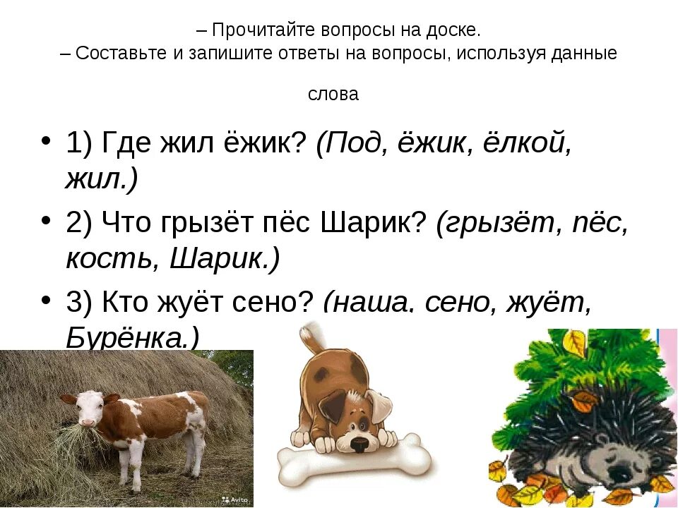 Какой вопрос можно придумать к слову. Прочитай текст и ответь на вопросы. Прочитай и ответь на вопросы. Составление предложений кратких ответов на вопросы по тексту. Составление предложений полных ответов на вопросы по тексту.