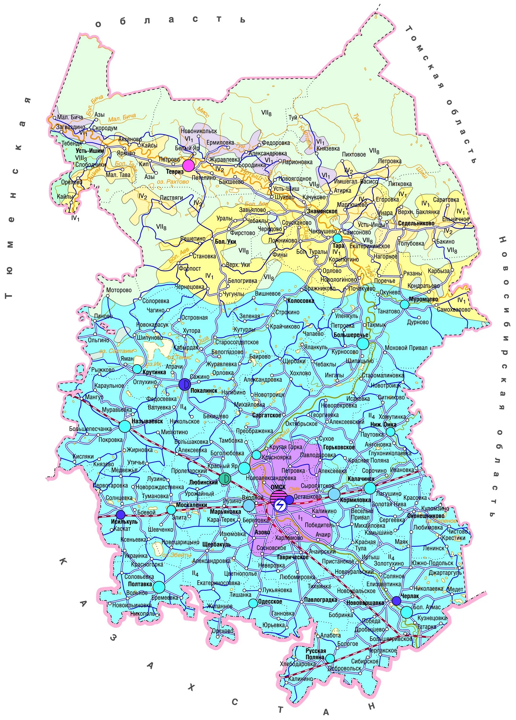 Автономный округ омской области. Карта Омска и Омской области. Омская обл карта районов. Омская область карта с населенными пунктами. Карта районов Омской области с населенными пунктами.