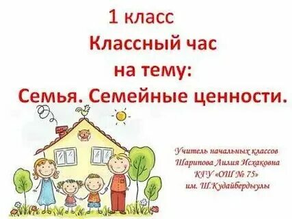 Презентация на классный час семья