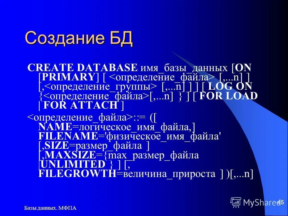 Databases names