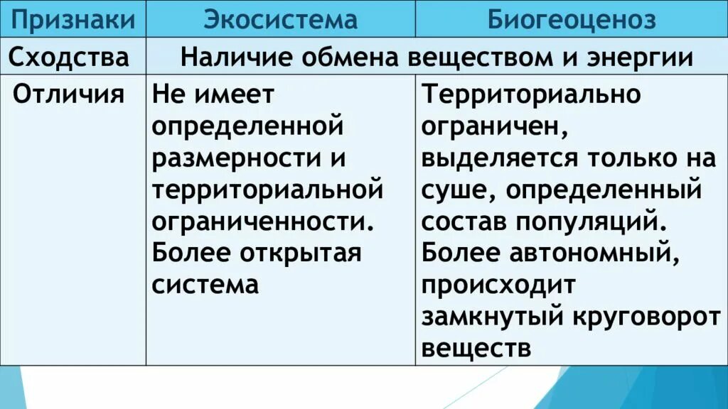 Сходство и различие биогеоценоза