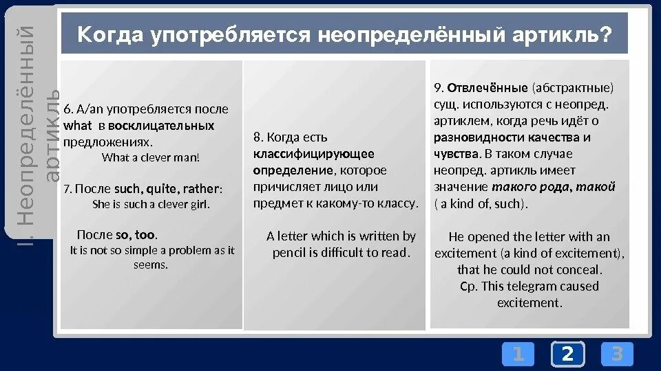 Артикль 9. Определенный и неопределенный артикль. определенный неопределенный и нулевой артикль. случаи употребления неопределенного артикля. когда употребляется артикль the.