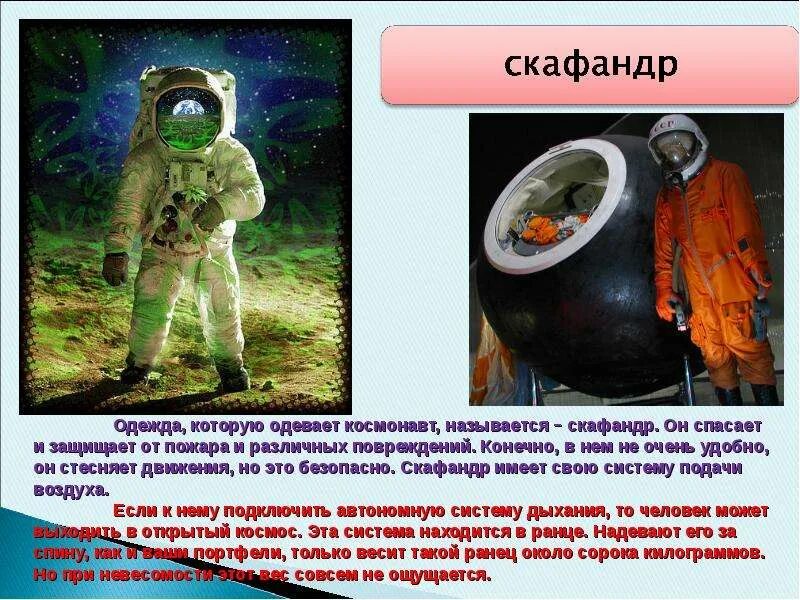 Скафандр с описанием для детей. Костюм Космонавта с описанием. Строение скафандра. Части скафандра