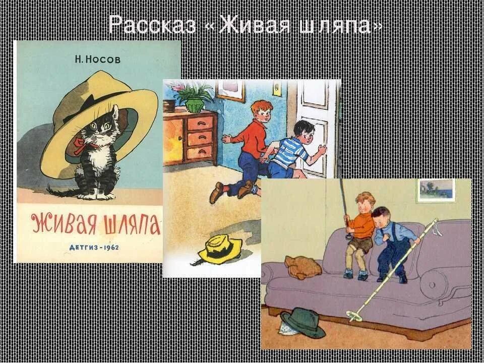 Произведения носова рассказы. Герои рассказов Носова Живая шляпа. Рассказ шляпа Носова. Рассказ Носова Живая шляпа. Рассказ н.н.Носова Живая шляпа.