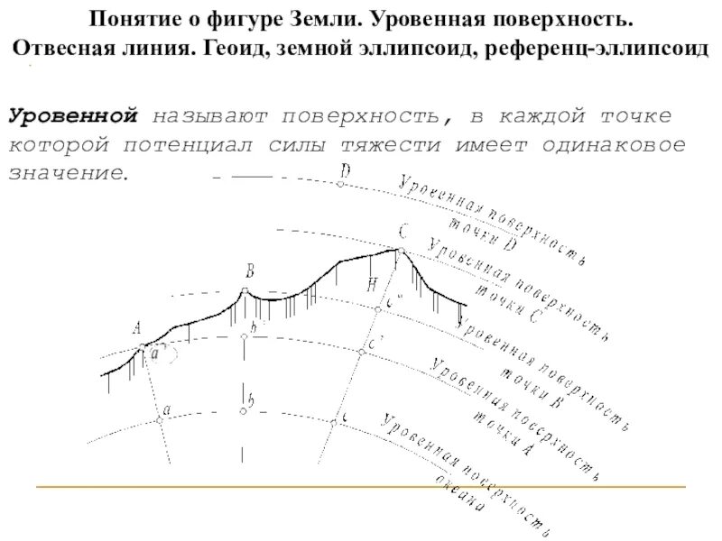 Геоид уровенная поверхность. Уровенная поверхность земли в геодезии. Уровенная поверхность в геодезии это. Отвесная линия и уровенная поверхность. Отвесная прямая линия