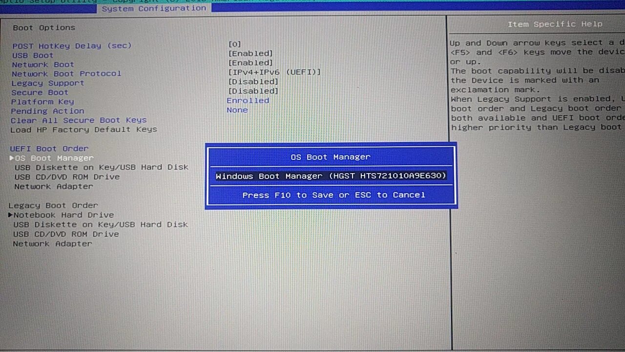 Legacy Boot. Using system configuration