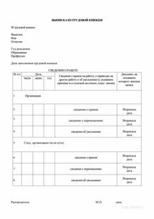 Электронная трудовая книжка выписка