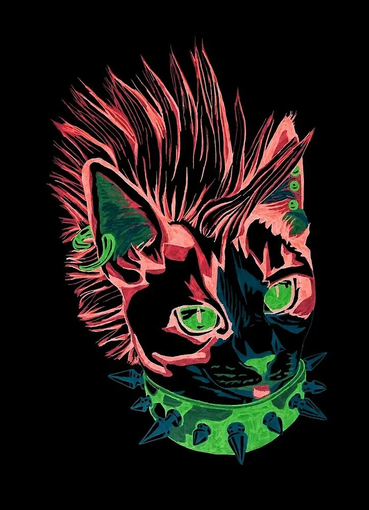 Кот панк. Кот панк арт. Кошка панк рок. Лиса панк