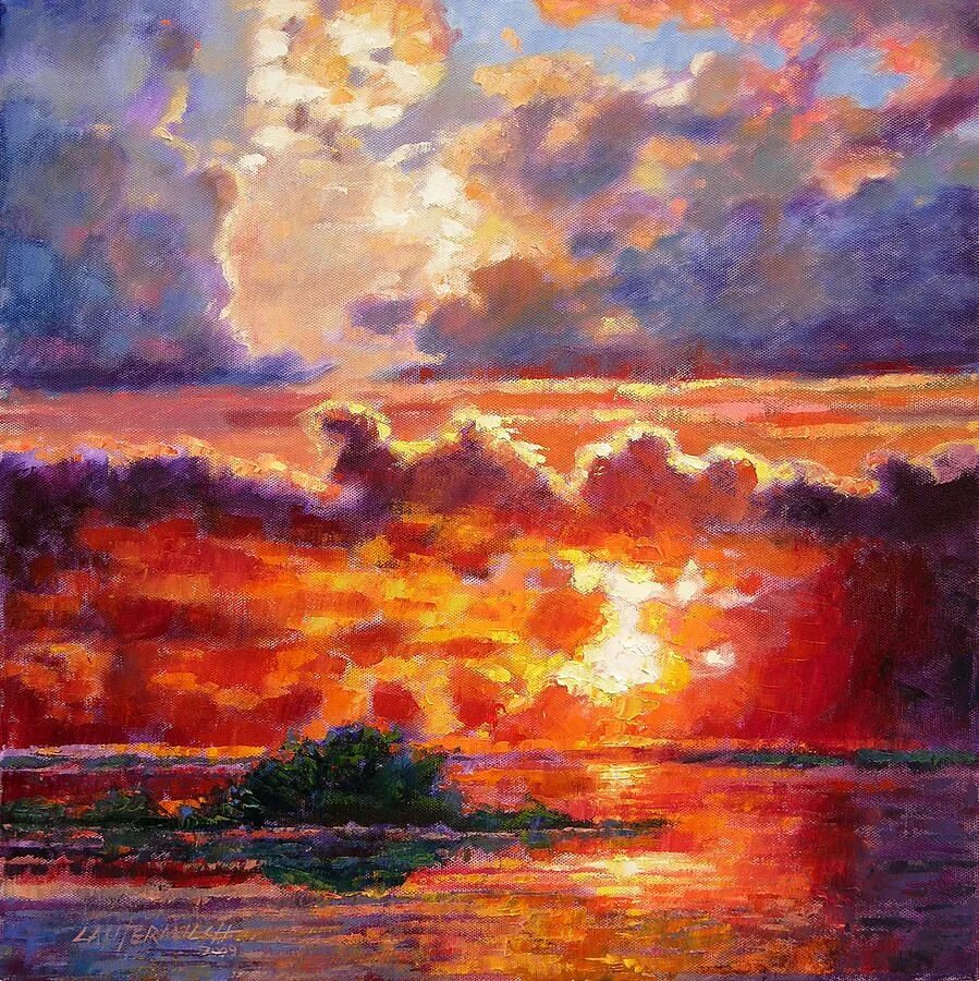 Картина закат. John Lautermilch. Красивые картины художников пейзажи. Картины с названиями закат.