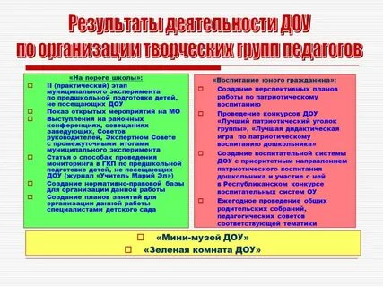 Основные результаты детский сад
