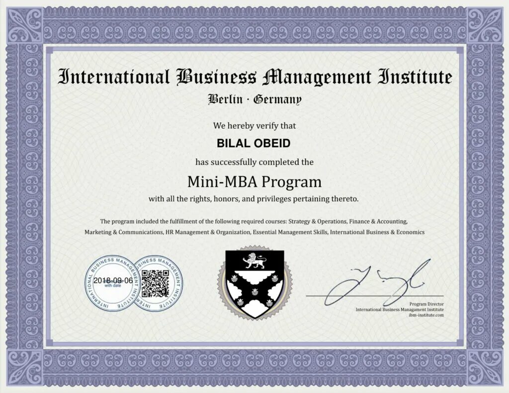Course certificate. International business management institute. international business management institute certificate. diploma project. diploma international.