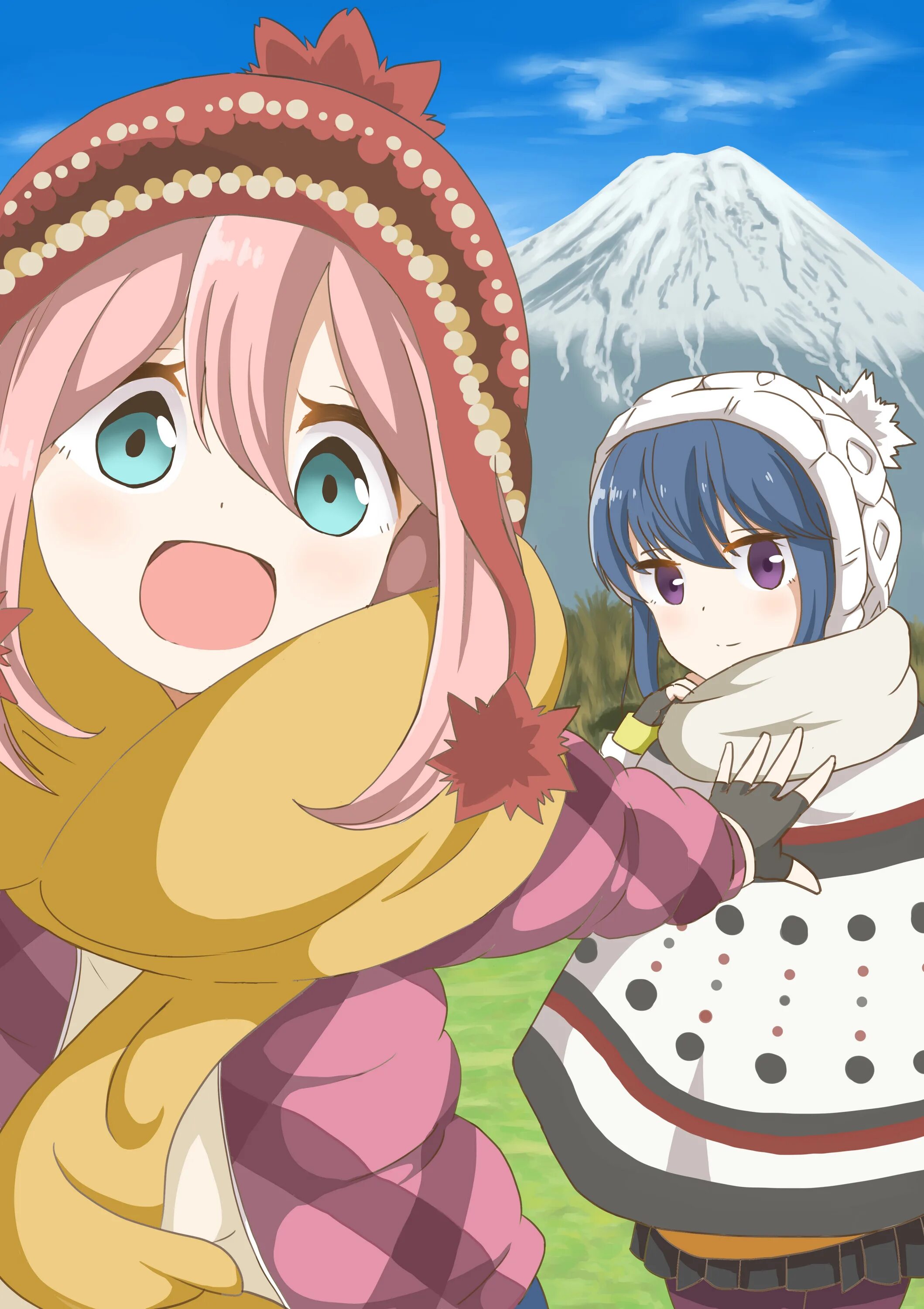 Yuru Camp персонажи. Yuru Camp Фудзи. Yuru Camp арт. Yuru camp camping