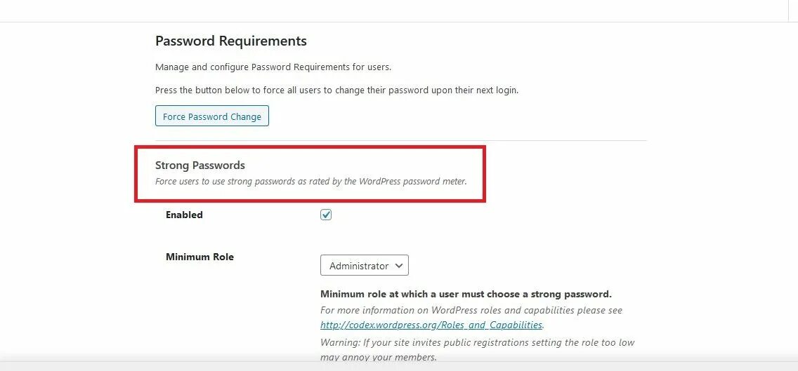 Password requirements. Strong password requirements.