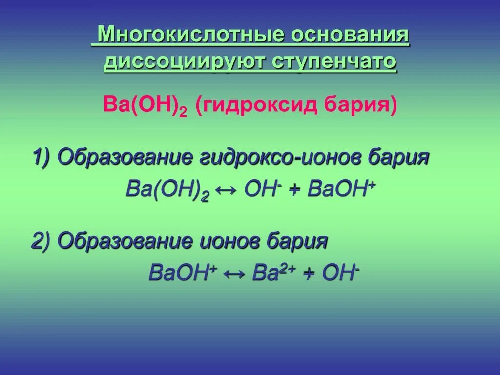 Диссоциация гидроксида бария 2