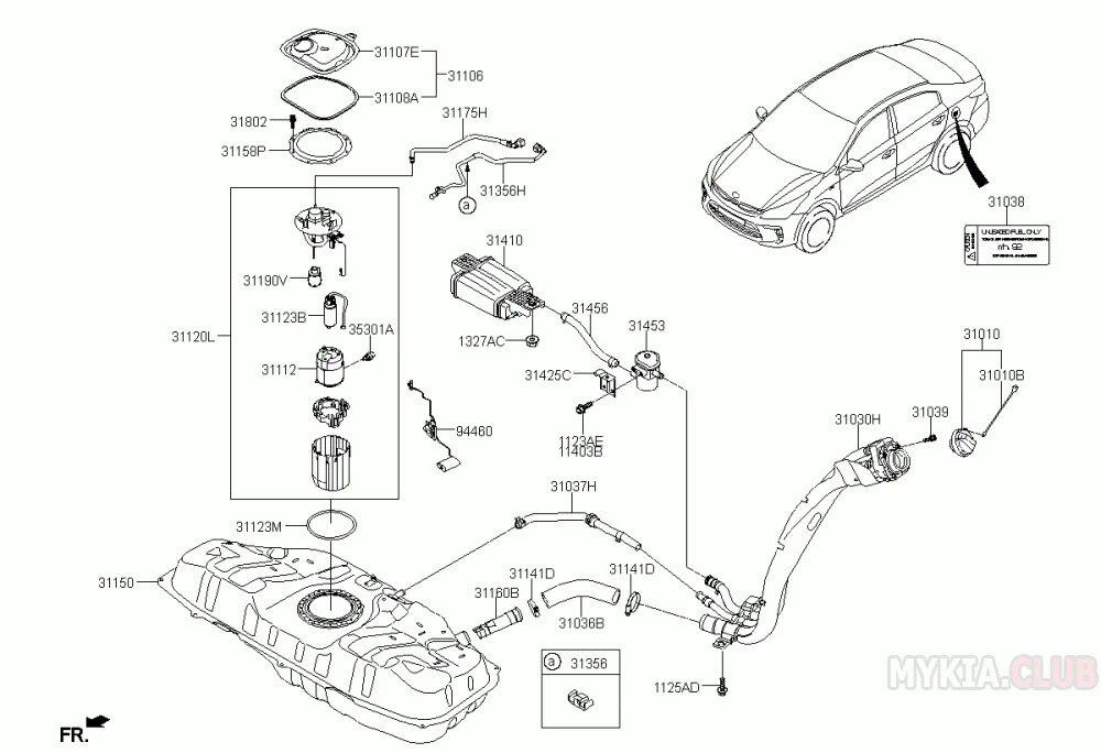 Топливная система Киа Рио 2. Схема топливного бака Киа Рио 3. Кия Рио 1 поколения топливный фильтр в баке. Топливная система Киа Рио 3.
