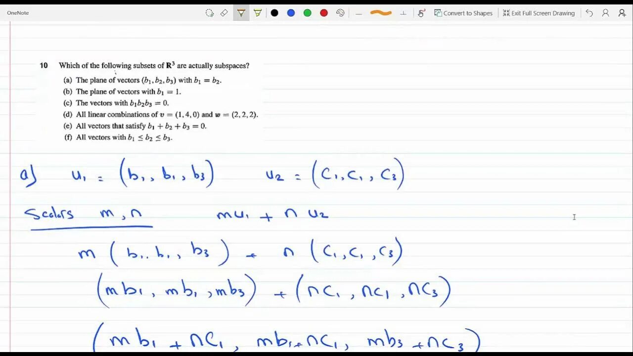 Subspaces Mathematics Linear. {0} Is a Subspace of r. How to determine Subspace of vectors. Write which of the following