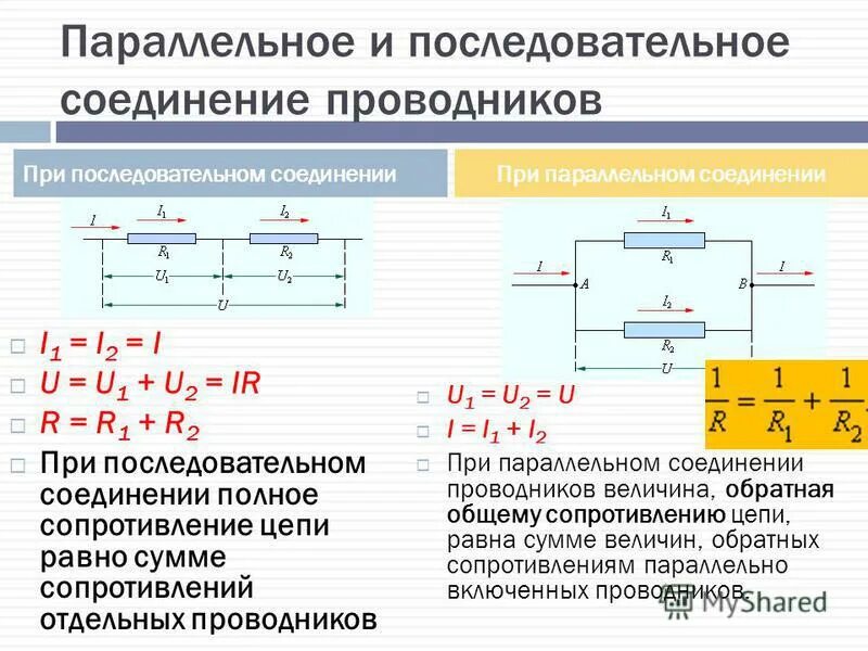 Полное сопротивление параллельной цепи. Ток сопротивление напряжение при параллельном соединении. Постоянный ток параллельное и последовательное соединение. R при последовательном соединении проводников. 1. Последовательное соединение резистора в цепях постоянного тока.