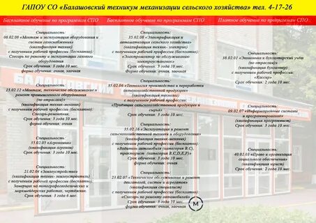 Сайт балашовского техникума механизации сельского хозяйства