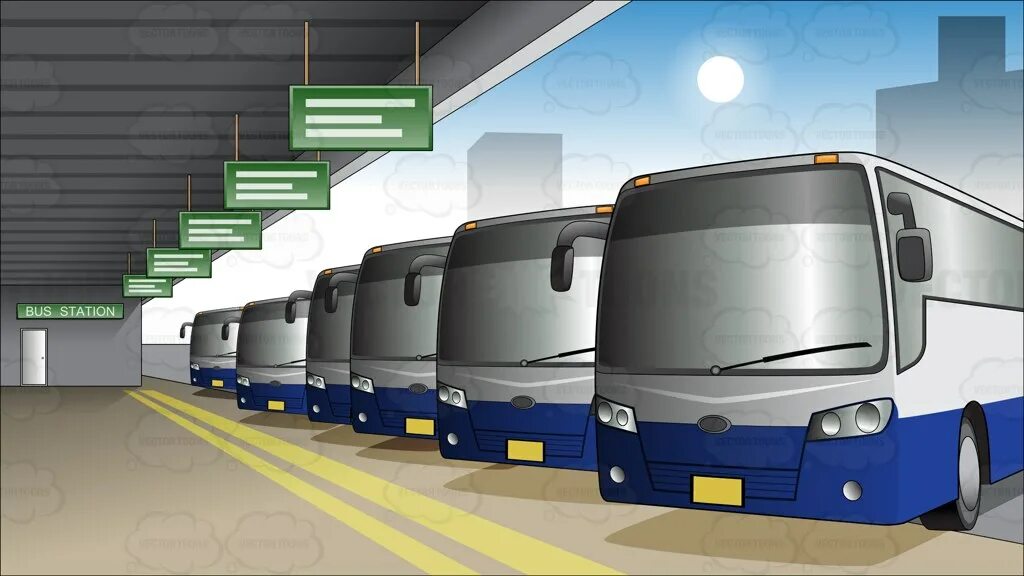 The bus station is in