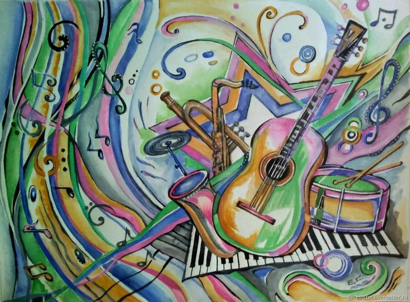 Music painting. Музыкальный абстракционизм. Композиция на тему искусство. Музыкальные инструменты композиция. Картина музыкальные.