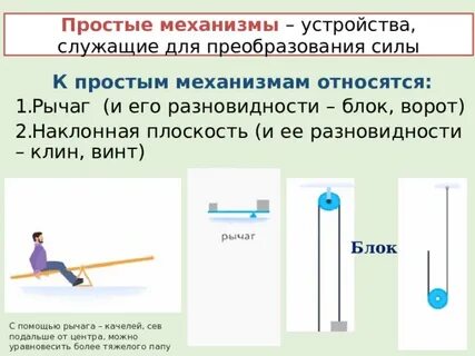 Простые механизмы рычаг наклонная плоскость