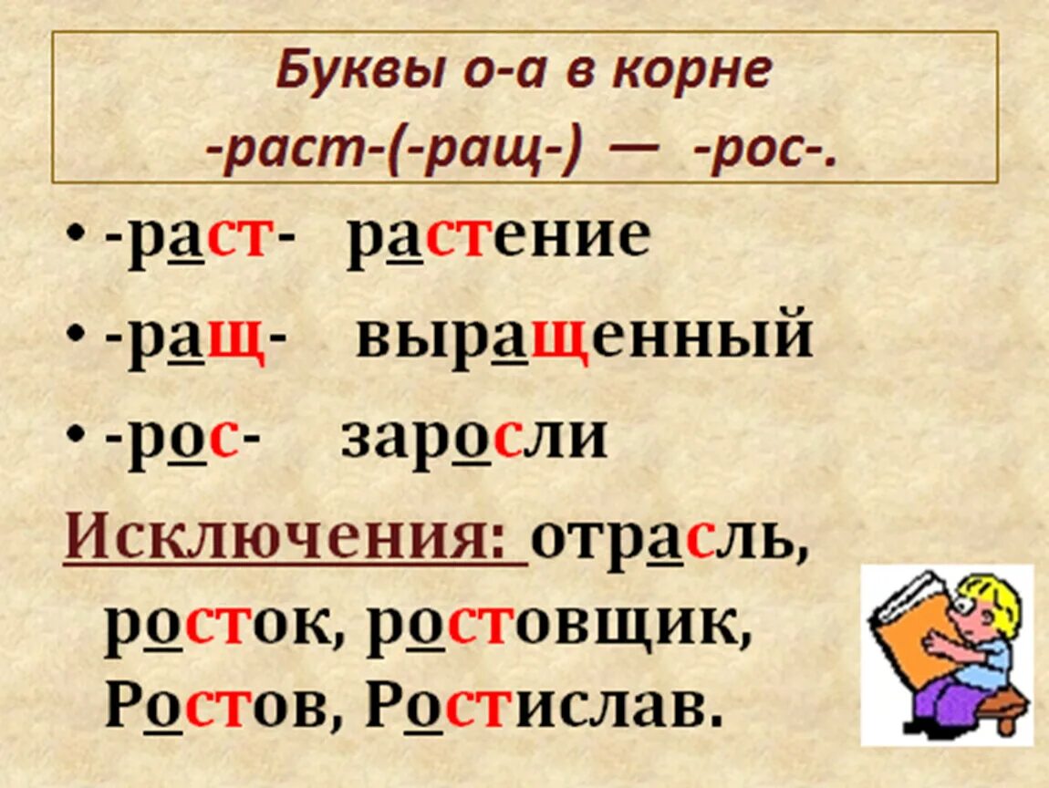 Выросли чередование. Правописание раст ращ рост. Корни раст ращ рос правило.